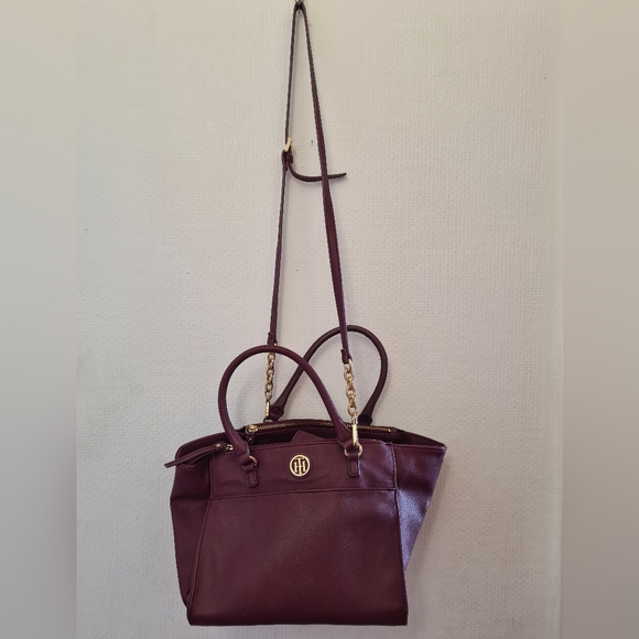 Tommy Hilfiger burgundy faux leather bag shoulder bag - Picture 6 of 16